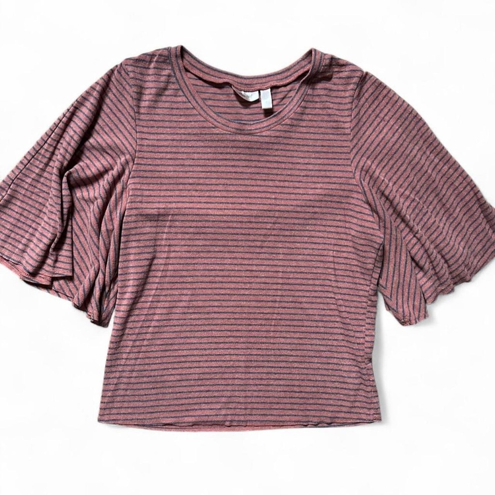 Rose & Navy 3/4 Sleeve Top